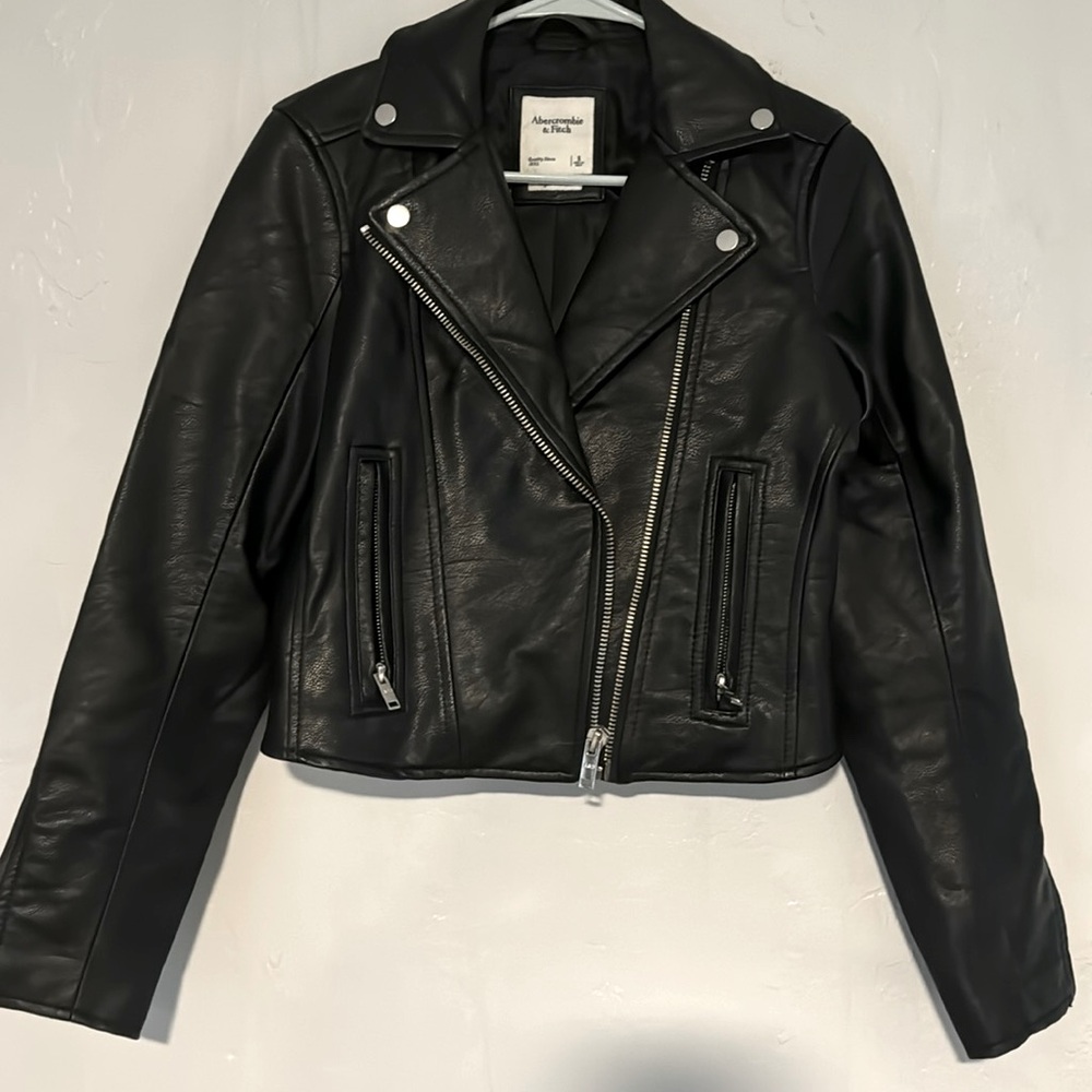 Abercrombie black leather jacket